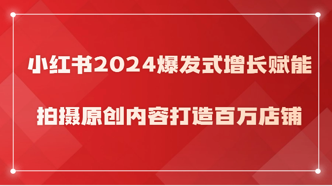 小红书的2024井喷式增长创变，拍照优质内容打造出上百万店面！-沐颜网创资源