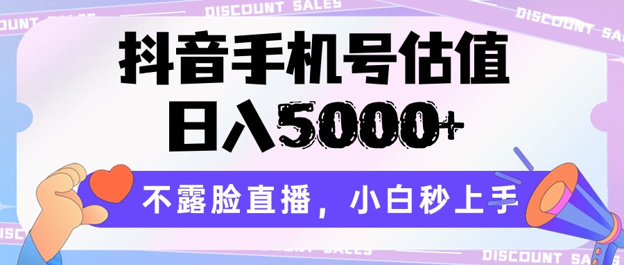 抖音手机号公司估值，日入5000 ，不露脸直播，新手秒入门-沐颜网创资源