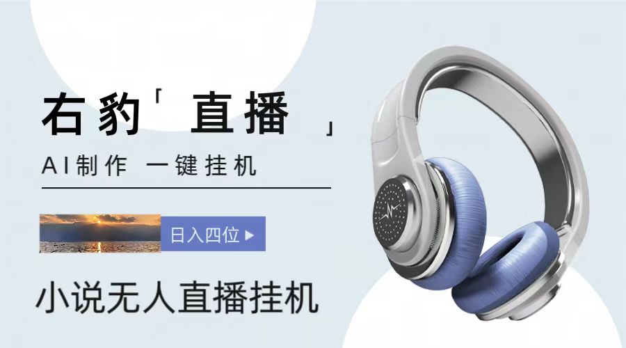 右豹小说集无人直播放置挂机吸钱新项目，简便易行收益稳定， 月入1000-沐颜网创资源