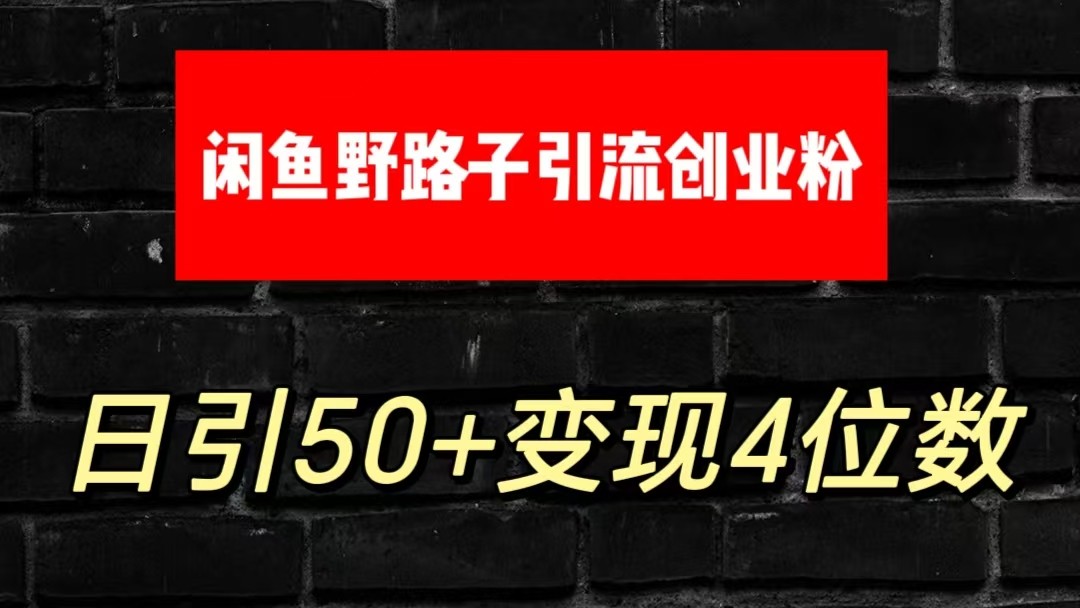 大眼闲鱼野路子引流创业粉，日引50+单日变现四位数-沐颜网创资源