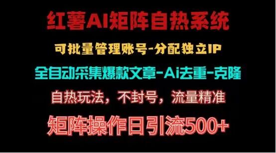 红薯矩阵自热系统，独家不死号引流玩法！矩阵操作日引流500+-沐颜网创资源