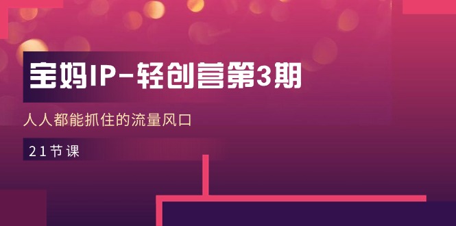 宝妈IP轻创营第3期，人人都能抓住的流量风口-沐颜网创资源