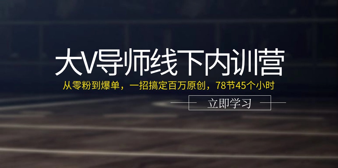 大V老师线下推广内部培训营：从零粉到打造爆款，一招解决上百万原创设计-沐颜网创资源