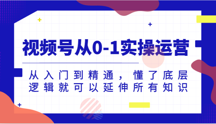 微信视频号从0-1实际操作经营，实用教程，明白了底层思维就能延展全部专业知识-沐颜网创资源