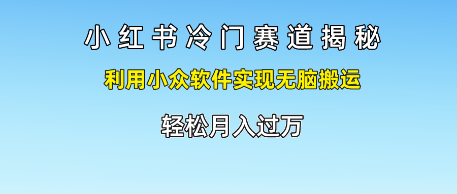 小红书的小众跑道揭密,运用小众软件完成没脑子运送，轻轻松松月入了万-沐颜网创资源