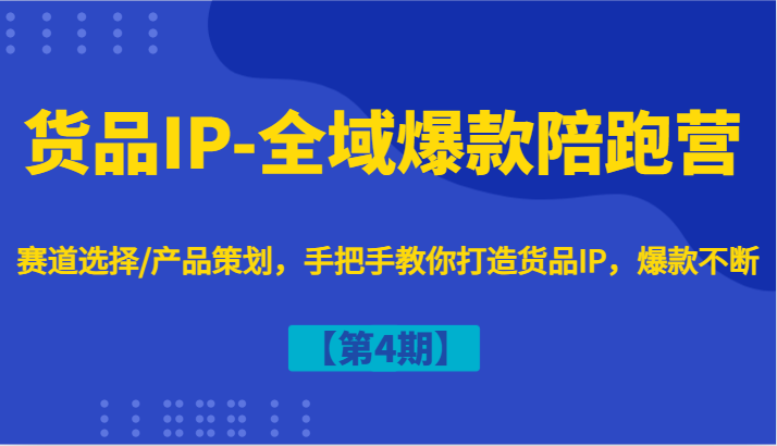 货物IP-示范区爆品陪跑营【第4期】跑道挑选/产品规划，教你如何打造出货物IP，爆品持续-沐颜网创资源