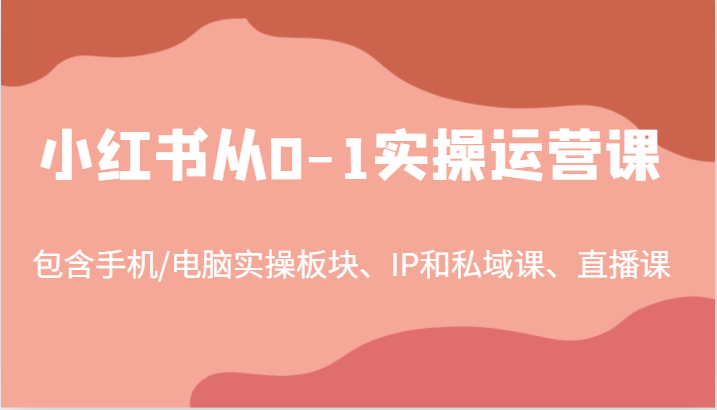 小红书从0-1实操运营课，包含手机/电脑实操板块、IP和私域课、直播课-沐颜网创资源