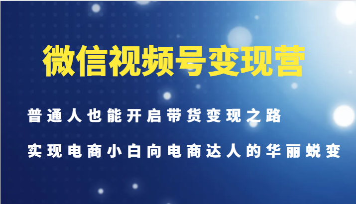 微信视频号变现营-普通人也能开启带货变现之路，实现电商小白向电商达人的华丽蜕变-沐颜网创资源