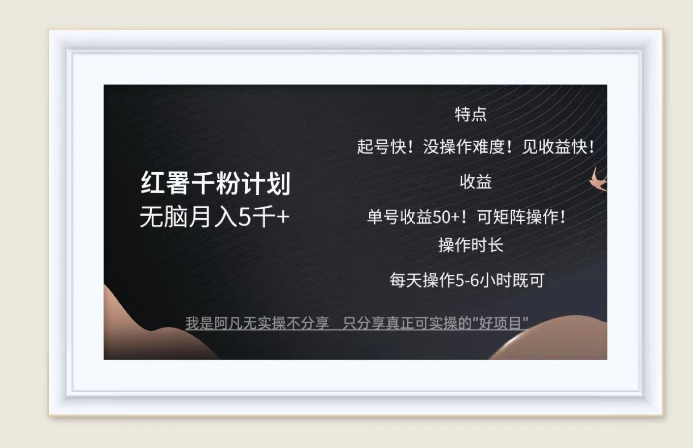 红薯千粉计划无脑月入5千+！既做既赚！-沐颜网创资源