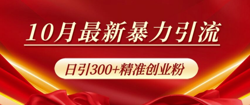 10月全新暴力行为引流方法，公域极致闭环控制，日引300 精确自主创业粉【揭密】-沐颜网创资源