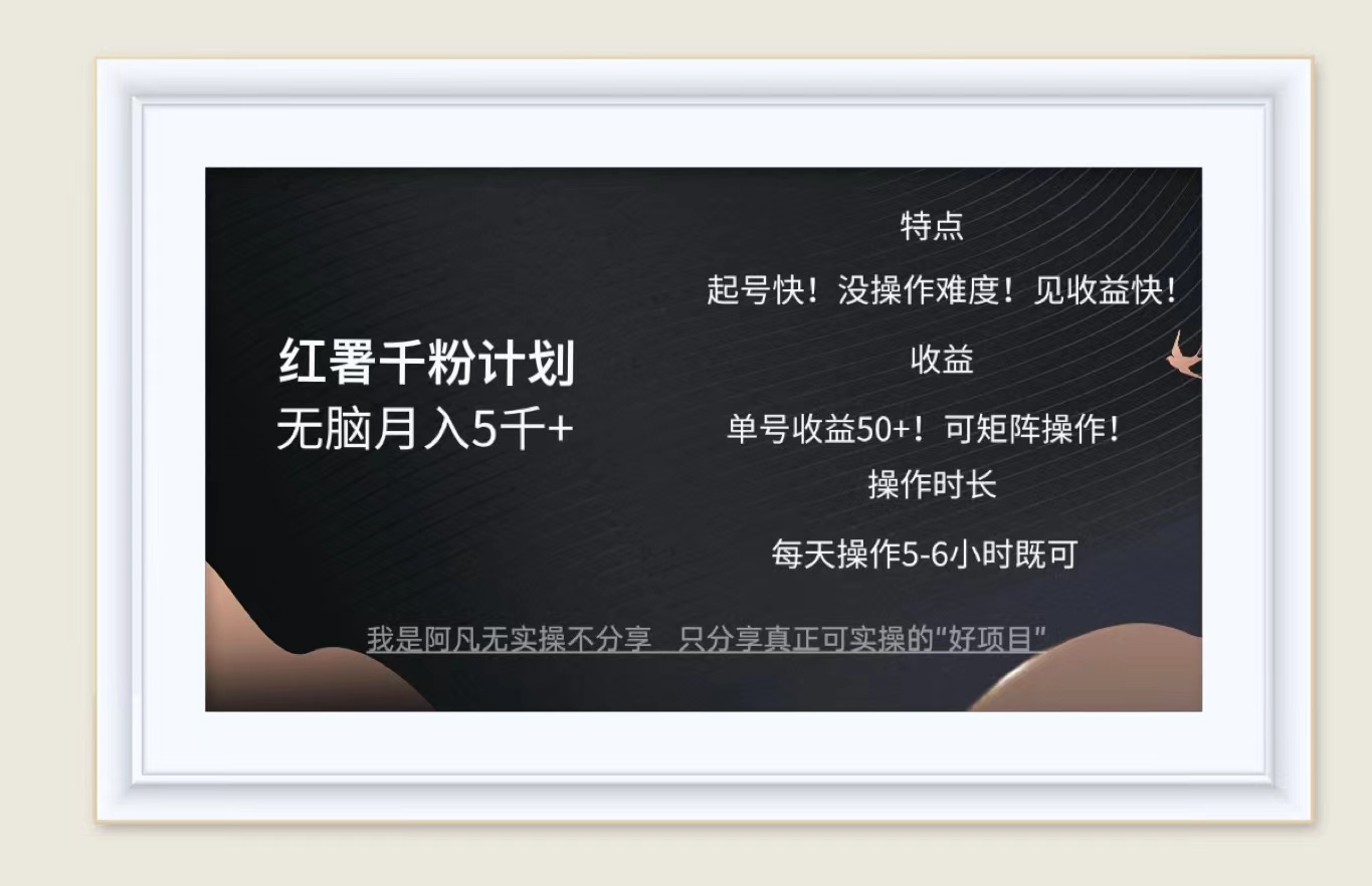 红薯千粉计划无脑月入5千+！既做既赚！-沐颜网创资源