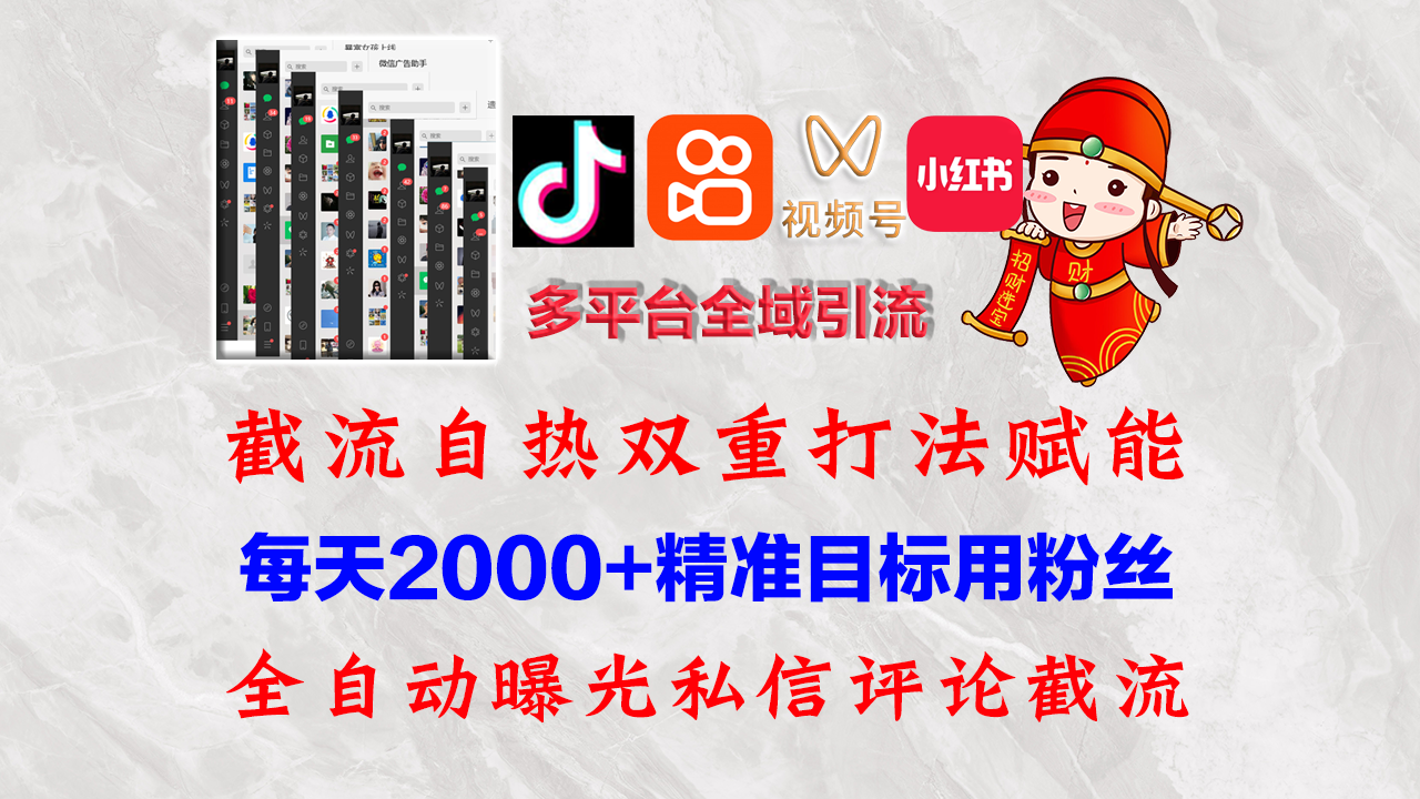 快手，抖音，小红书，视频号多平台全自动引流获客系统 精准全域引流，…-沐颜网创资源