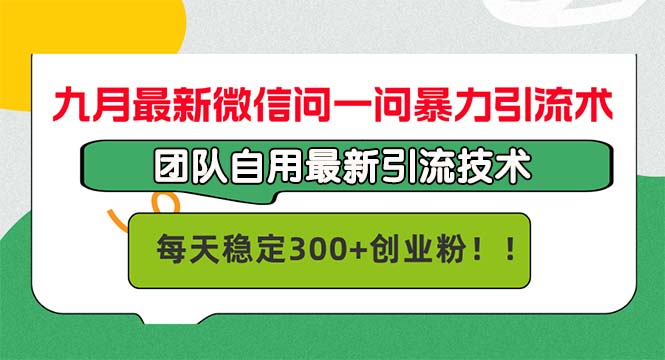 九月最新微信问一问暴力引流术，团队自用引流术，每天稳定300+创…-沐颜网创资源