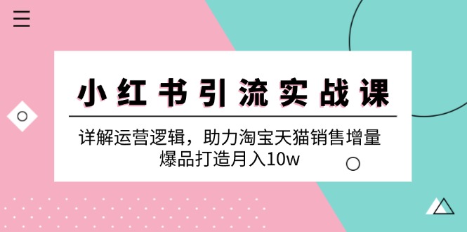 小红书引流实战课：详解运营逻辑，助力淘宝天猫销售增量，爆品打造月入10w-沐颜网创资源