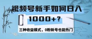 视频号新手如何日1000+？三种收益模式，0粉新号也能热门-沐颜网创资源