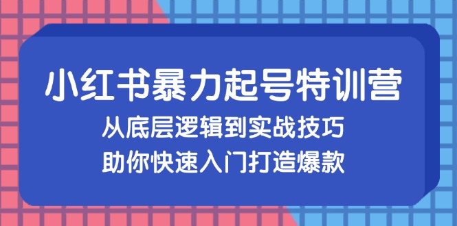 小红书的暴力行为养号夏令营，从底层思维到实战经验，帮助你快速上手推出爆款-沐颜网创资源