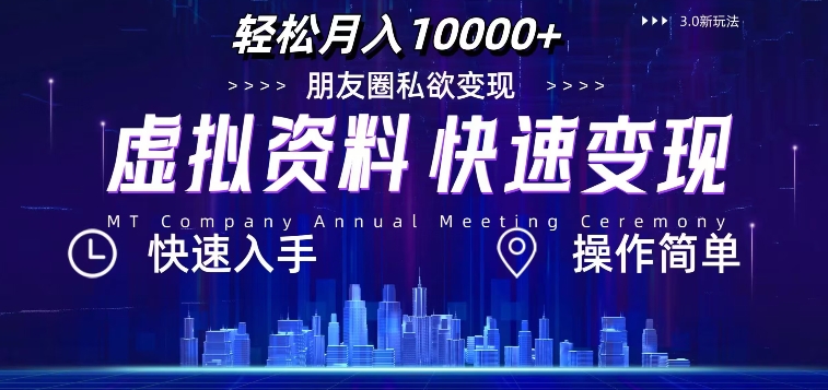 虚拟资料新玩法，快速变现，轻松月入1w+，小白轻松操作-沐颜网创资源