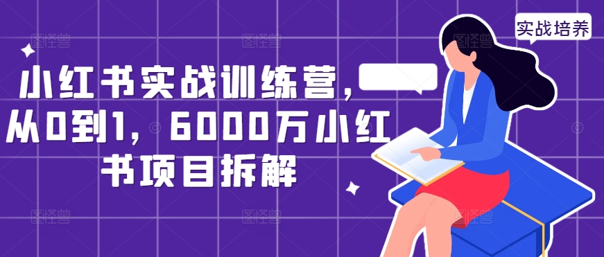 小红书的实战演练夏令营，从0到1，6000万小红书的新项目拆卸-沐颜网创资源