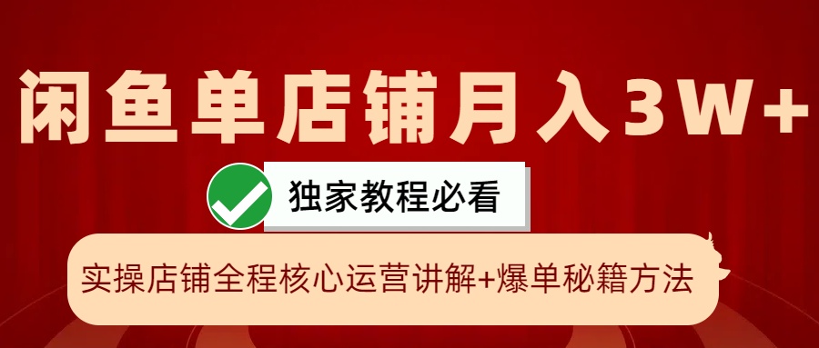 闲鱼平台单店面月入3W 实际操作展现，打造爆款关键秘笈，一学就会-沐颜网创资源