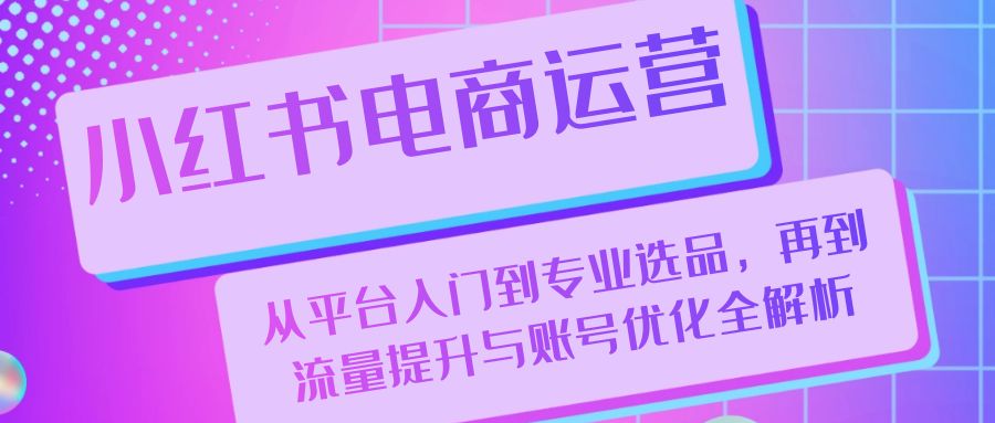 小红书电商经营：从平台入门到技术专业选款，再从流量提升与账户提升全面解析-沐颜网创资源