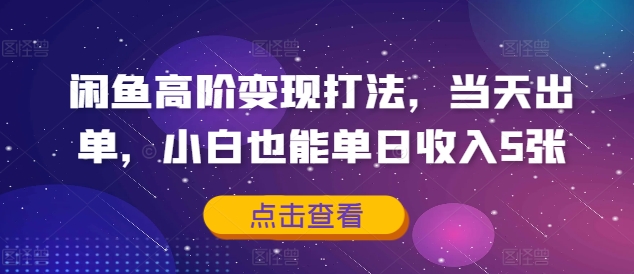 闲鱼高阶变现打法，当天出单，小白也能单日收入5张-沐颜网创资源