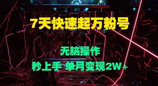 7天迅速起万粉号，没脑子实际操作，秒入门 单月转现过W-沐颜网创资源
