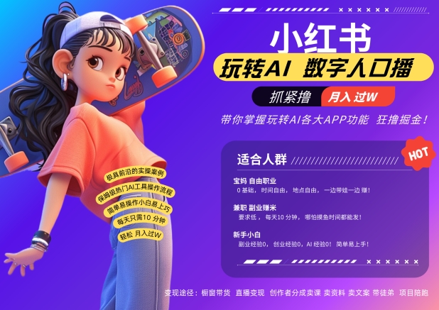 小红书的虚拟数字人暴力行为养号，AI改变创意文案，再也不需要费力录口播文案，总流量受欢迎月入破W轻轻松松把握-沐颜网创资源