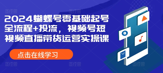 2024彩蝶号零基础养号全过程 投流，微信视频号短视频带货带货运营实操课-沐颜网创资源