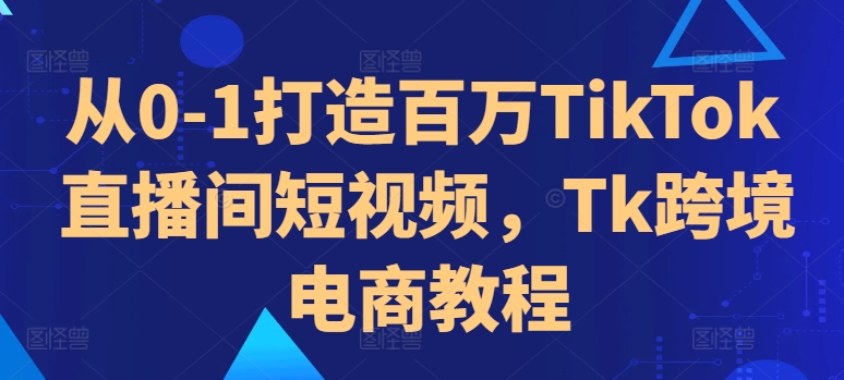 从0-1打造出上百万TikTok直播房间小视频，Tk跨境电子商务实例教程-沐颜网创资源