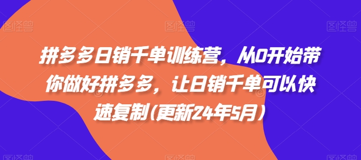 拼多多日销千单训练营，从0开始带你做好拼多多，让日销千单可以快速复制(更新24年10月)-沐颜网创资源