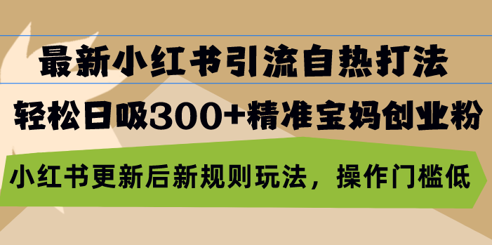 最新小红书引流自热打法，轻松日吸300+精准宝妈创业粉，小红书更新后新…-沐颜网创资源