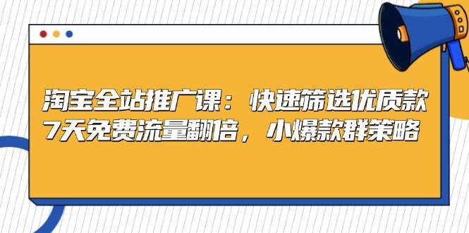 淘宝全站推广课：快速筛选优质款，7天免费流量翻倍，小爆款群策略-沐颜网创资源
