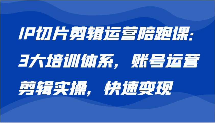 IP切片剪辑运营陪跑课，3大培训体系：账号运营 剪辑实操 快速变现-沐颜网创资源
