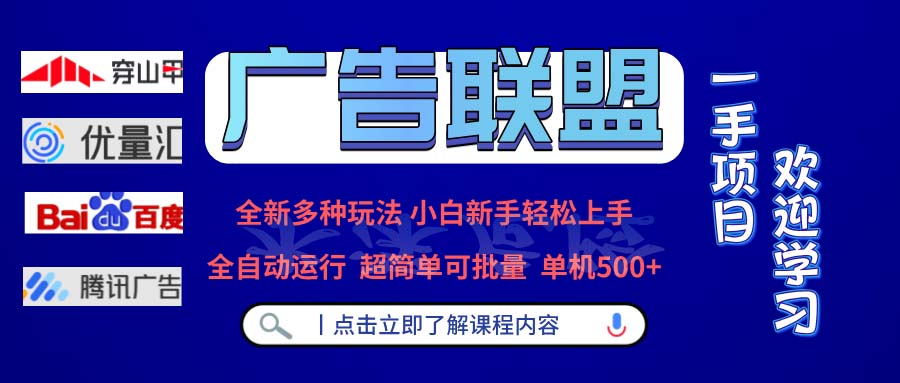 广告联盟 全新多种玩法 单机500+  全自动运行  可批量运行-沐颜网创资源