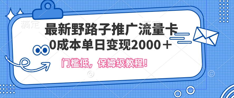 全新歪门邪道营销推广上网卡，一张200-300，成本低，0成本费单日转现好几张-沐颜网创资源