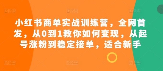 小红书的商单实战演练夏令营，独家首发，从0到1教大家如何盈利，从养号增粉到平稳接单子，适合新手-沐颜网创资源