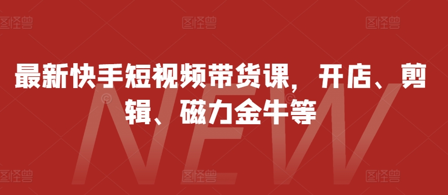 全新快手视频短视频卖货课，开实体店、视频剪辑、磁力金牛等-沐颜网创资源