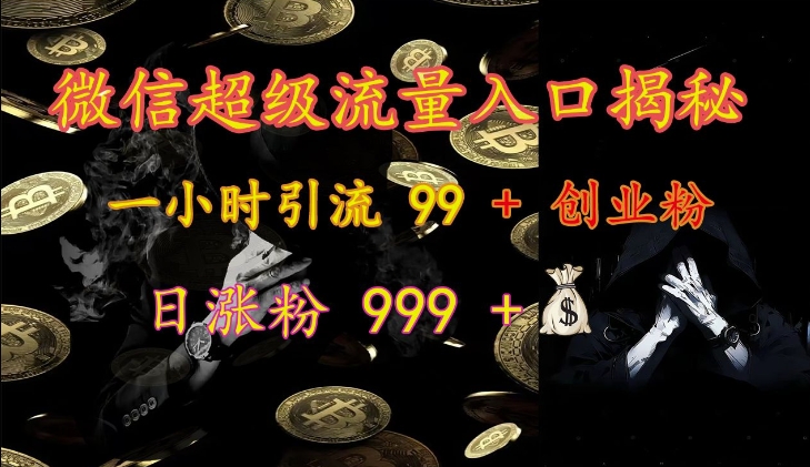 手机微信非常流量来源揭密：一小时引流方法 99   自主创业粉，日增粉 999-沐颜网创资源