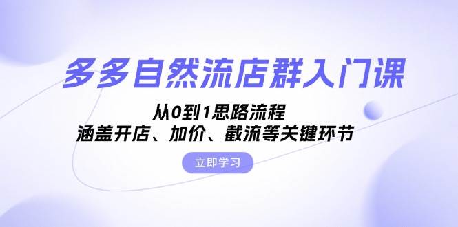 多多的自然流店淘新手入门课，从0到1构思步骤，包含开实体店、抬价、截留等关键环节-沐颜网创资源