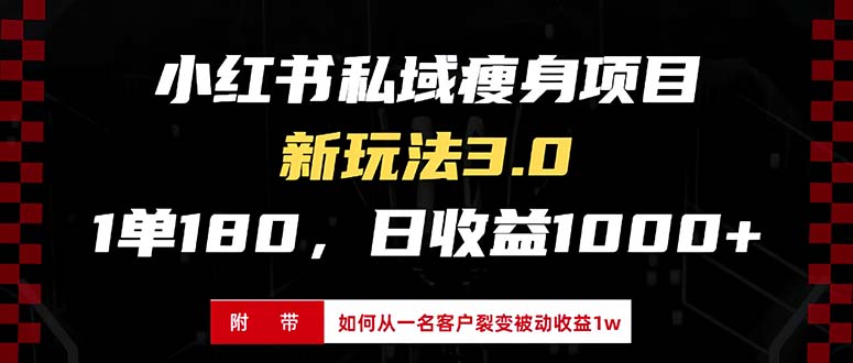 小红书的减肥新项目3.0方式，新手入门日赚盈利1000 （附从一名客户裂变盈利…-沐颜网创资源