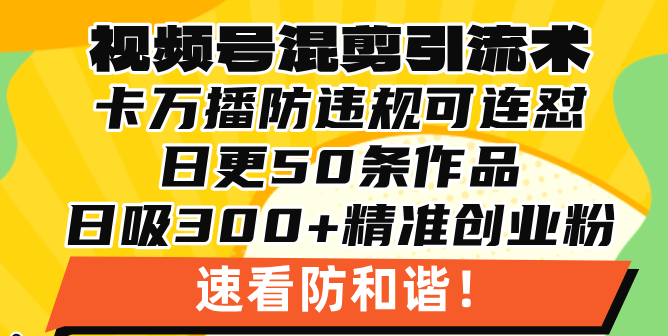 微信视频号剪辑引流技术，500万播放视频引流方法17000自主创业粉，使用方便当日懂得-沐颜网创资源