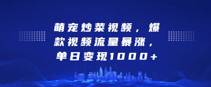 萌宝炒菜视频，爆款短视频总流量疯涨，单日转现1k-沐颜网创资源