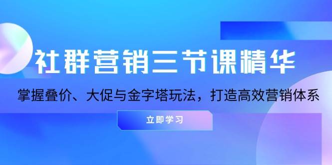 社群运营三节课精粹：把握叠价、大促销与金字塔式游戏玩法，打造高效市场营销体系-沐颜网创资源