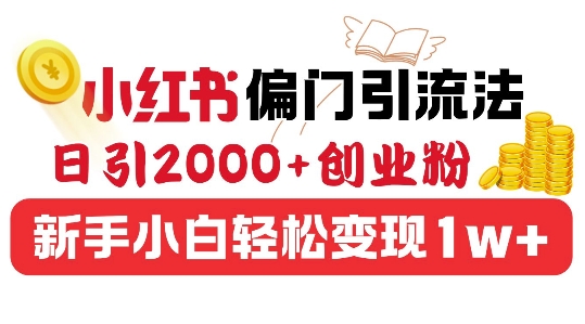 小红书偏门引流法，日引200+创业粉，新手小白轻松变现-沐颜网创资源