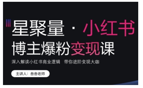 小红书博主爆粉变现课，深入解读小红书商业逻辑，带你进阶变现大咖-沐颜网创资源