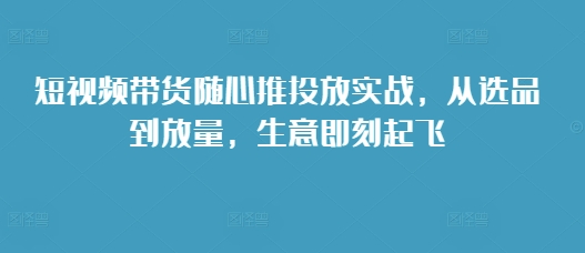 短视频带货随心推投放实战，从选品到放量，生意即刻起飞-沐颜网创资源
