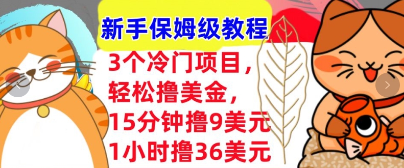 3个冷门项目，轻松撸美刀，1小时撸36刀，新手保姆级教程-沐颜网创资源