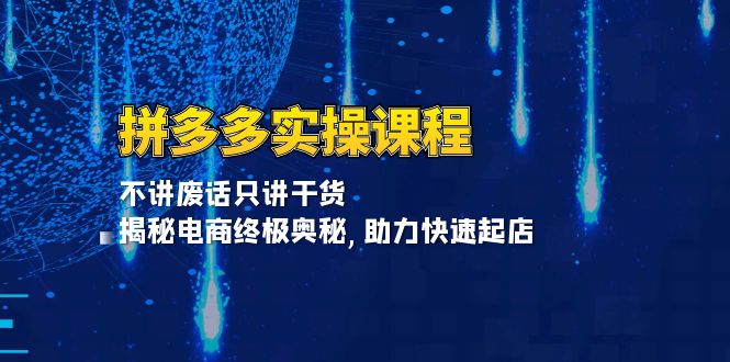 拼多多实操课程：不讲废话只讲干货, 揭秘电商终极奥秘,助力快速起店-沐颜网创资源