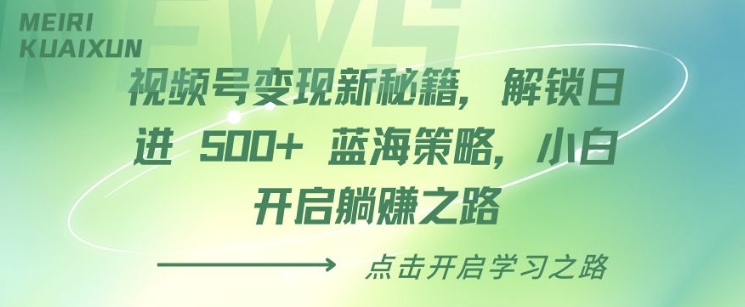 视频号变现新秘籍，解锁日进 5张 蓝海策略，小白开启躺Z之路-沐颜网创资源