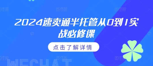 2024速卖通半托管从0到1实战必修课，掌握通投广告打法、熟悉速卖通半托管的政策细节-沐颜网创资源